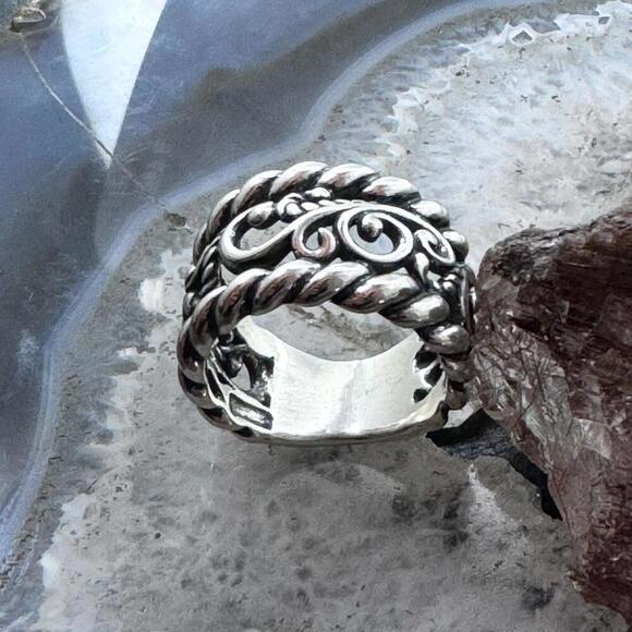 Carolyn Pollack Sterling Silver Swirls & Ropes Decorated Ring Sz 7.75 For Women - Picture 5 of 10